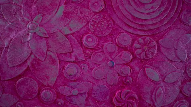 Summer festive or Midsummer, solstice contemporary artwork painting drapery. Floral pattern rotation view made of fantasy flowers. View flat lay of Valentine's background.