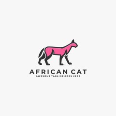 Vector Logo Illustration African Cat Mascot Cartoon