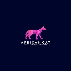 Vector Logo Illustration African Cat Gradient Colorful