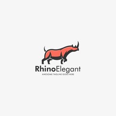 Vector Logo Illustration Rhino Elegant Mascot Cartoon