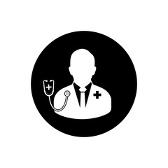 Doctor Icon. Rounded Button style vector EPS.