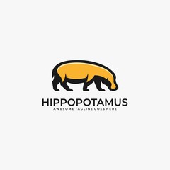 Vector Logo Illustration Hippo Mascot Cartoon