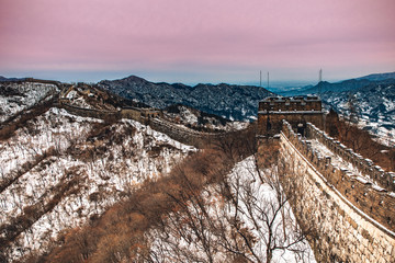 Mutianyu Great Wall after snow in Beijing, China