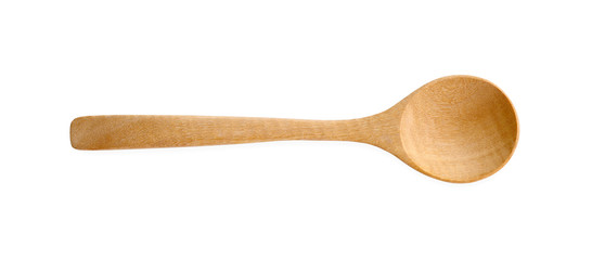 Wooden spoon isolated on white background with clipping path.