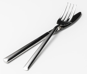 Fork and knife isolated on white background