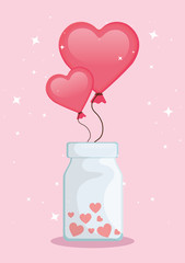 balloons helium in heart shape with bottle