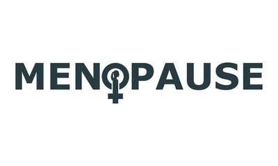 Female sign icon in menopause word. Silhouette of woman head. Woman health
