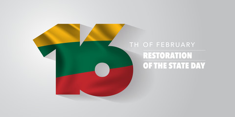 Lithuania happy restoration of the state day vector banner, greeting card