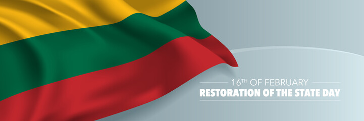 Lithuania restoration of the state day vector banner, greeting card