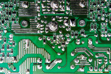 the electrical board with soldered parts for backdrop background