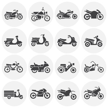Motorcycle icons set on background for graphic and web design. Creative illustration concept symbol for web or mobile app