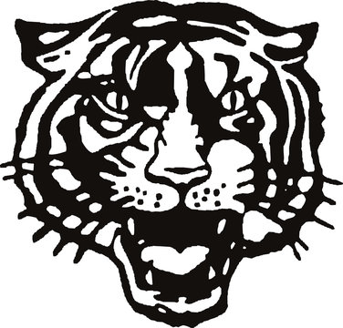 tiger shouting face vector data drawing