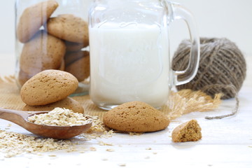 Oatmeal cookies on a white background