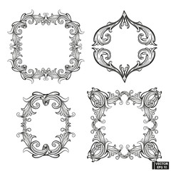 Set of frame baroque engraved floral scroll.