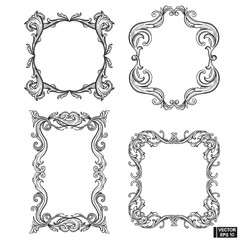 Set of frame baroque engraved floral scroll.