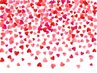 Red flying hearts bright love passion vector background.
