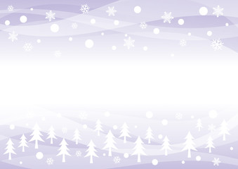 冬景色　雪　木　紫