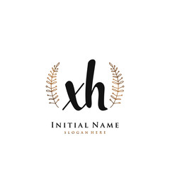 XH Initial handwriting logo vector	