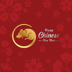 Fototapeta na wymiar Happy new year 2020, chinese card 2020 with the Zodiac Metal Mouse and GONG XI FA CAI (Wish you prosper in the new year) on a red background vector design