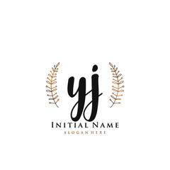 YJ Initial handwriting logo vector	