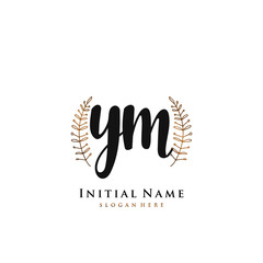 Fototapeta premium YM Initial handwriting logo vector 