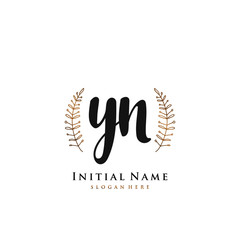 YN Initial handwriting logo vector	