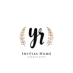 YR Initial handwriting logo vector	