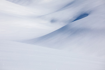 Forms and shape of a snowy alpine landscape