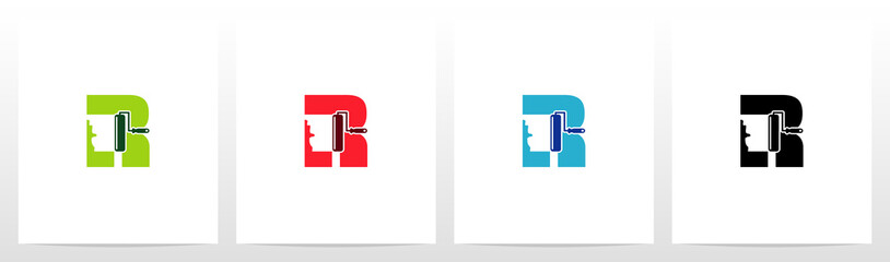 Paint Roller On Letter Logo Design R