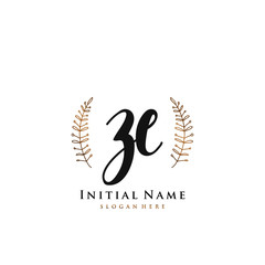 Fototapeta premium ZE Initial handwriting logo vector 