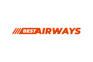 Best Airways company bussiness corporate identity symbol for advertising. Dynamic red lettering element for air carrier design. Vector illustration
