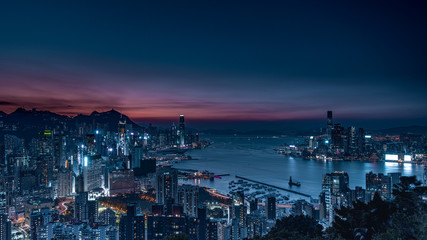 Fototapeta na wymiar Sunset over Hong Kong Skyline 2