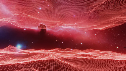 Fantasy universe and space background  ,volumetric lighting. 3d render © patpongstock