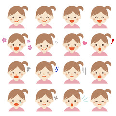 幼児 表情アイコン 女の子 / vector eps