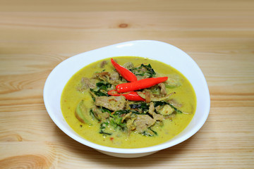 Green Curry or kaeng Keaw Wan with Beef, One of Popular Thai Central Region Dishes