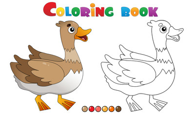 Fototapeta na wymiar Coloring Page Outline of cartoon duck. Farm animals. Coloring book for kids.
