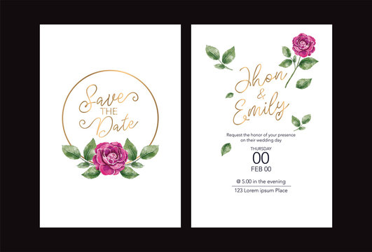 luxury wedding invitations, magenta roses