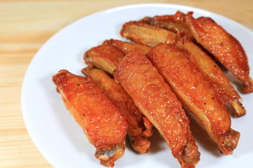 Plate of Thai Style Deep Fried Spicy Chicken Wings