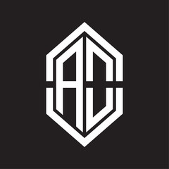 AO Logo monogram with hexagon shape and outline slice style with black and white