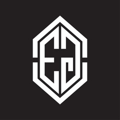 EG Logo monogram with hexagon shape and outline slice style with black and white