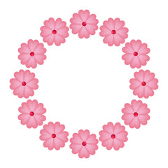 frame circular of cute flowers isolated icon