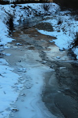 Winter landscape with the river in frosty day