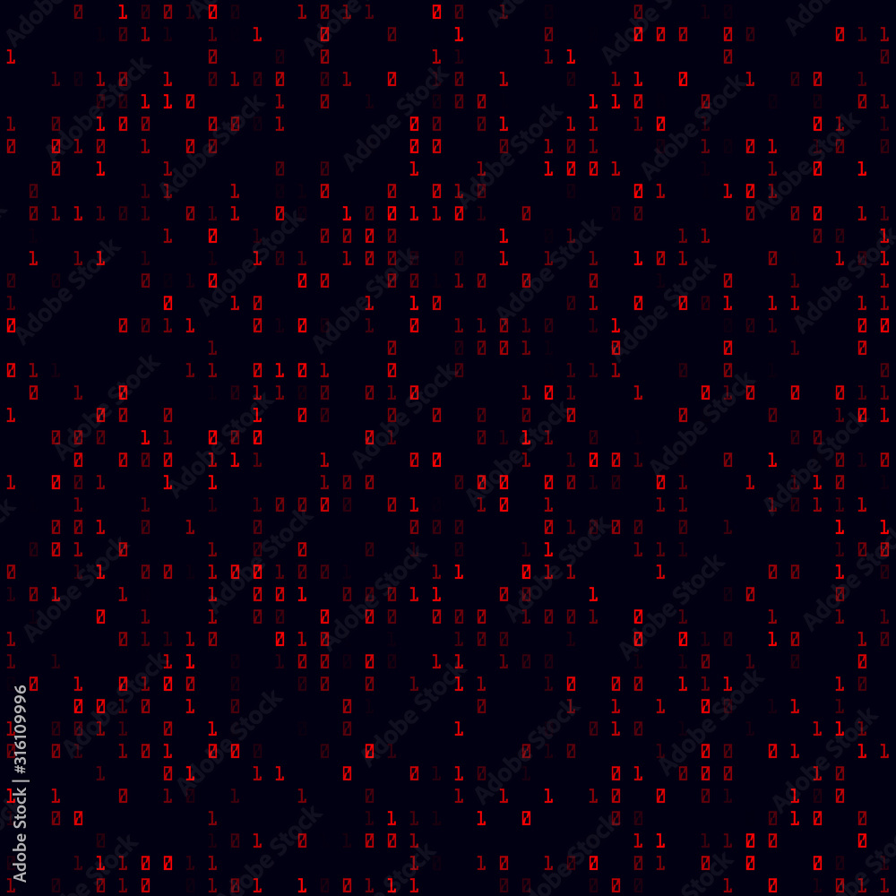 Fototapete Technology Pattern. Red sparse binary seamless pattern. Trendy background. Trendy vector illustration.