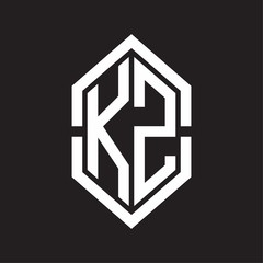 KZ Logo monogram with hexagon shape and outline slice style with black and white