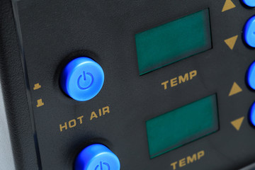Soldering station with LED display, heating control regulator, with hot air gun and soldering iron....