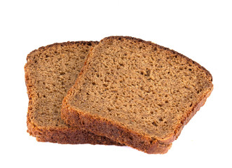 sliced of rye bread, isolated on a white background
