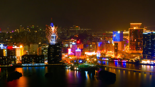 A cityscape over the City of Macau with skyscapers