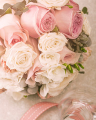 wedding bride's bouquet. vintage toned picture