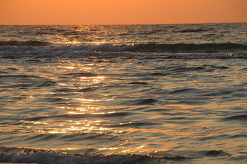 Vacation on sea with waves and seagulls