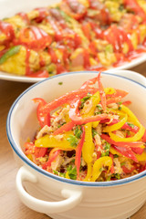 Paprika salad	and Omelette